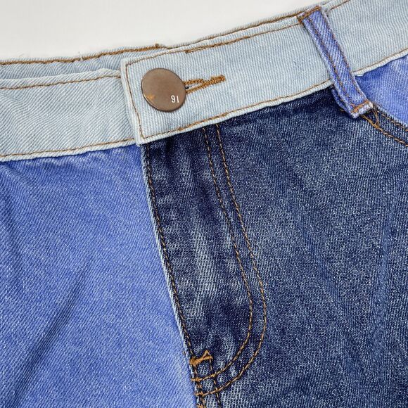 Cotton On Denim Shorts Womens 6 Blue Color Block Frayed Cotton Western Dukes - Picture 5 of 8